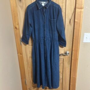 Vintage 80s Apostrophe Denim A Line Shirt Dress